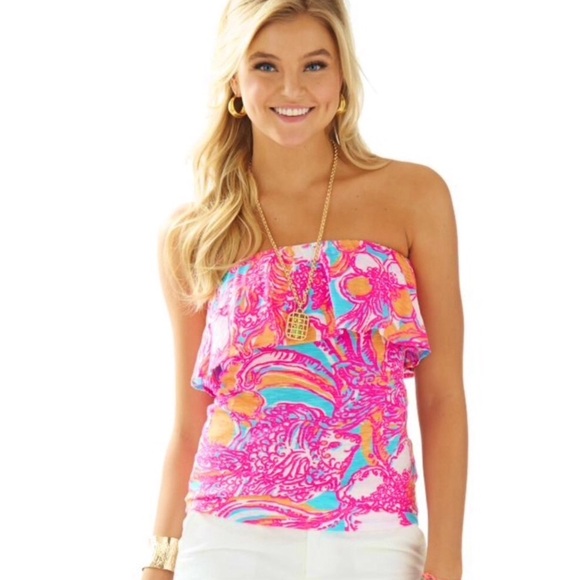 Lilly Pulitzer Tops - Lilly Pulitzer Wiley Tube Top Shorely Blue Feeling Tanked
